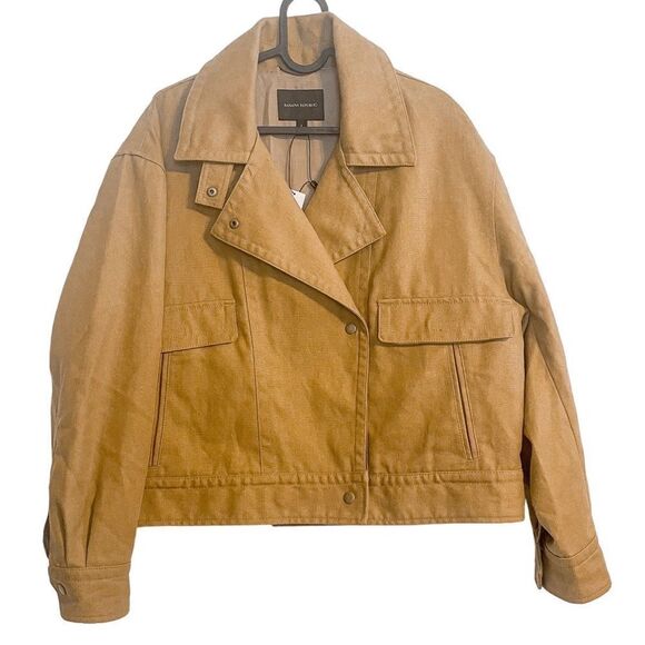 Banana Republic Amelia Flight Jacket Hemp Caramel Apple L - Picture 5 of 12